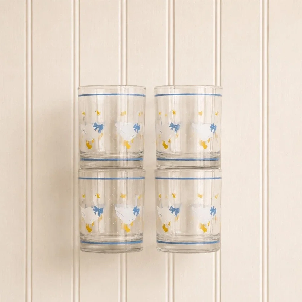 Set of 8 Vintage Glass Goose Candle Votives
